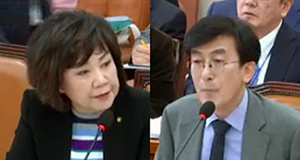 자유한국당 김순례 의원(좌), 국립중앙의료원 정기현 원장(영상 출처: 국회 인터넷의사중계시스템)