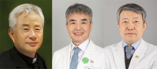 (왼쪽부터) 노광수 의료원장, 이창형 병원장, 박관규 의생명연구원장.