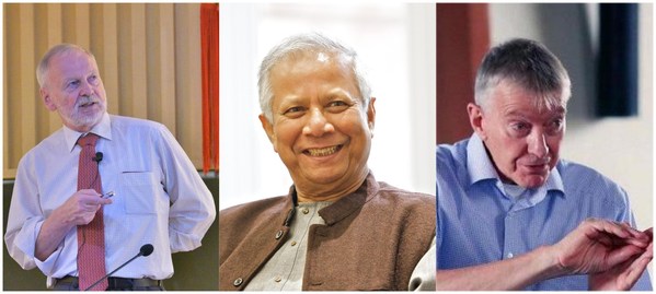 Prof. Hartmut Michel, Winner of Nobel Prize in Chemistry (Left); Muhammad Yunus, Winner of Nobel Prize in Peace (In the Middle); Prof. Oene Oenema, Winner of Nobel Prize in Peace (Right)